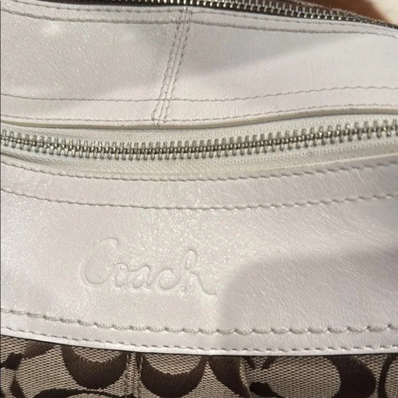 Coach Brown and White signature Monogram hobo Shoulder Bag - Picture 5 of 8